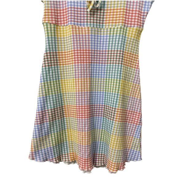 Loveshackfancy Zoie Mini Dress Small Rainbow Pastel Gingham Colorful Coquette - Picture 10 of 16